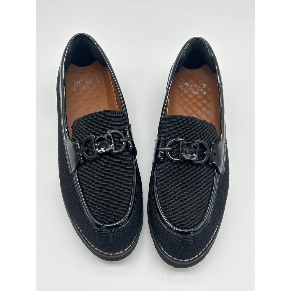 Donald Pliner Clio Black Horsebit Loafers Size 7.5M Textured Slip-On Shoes